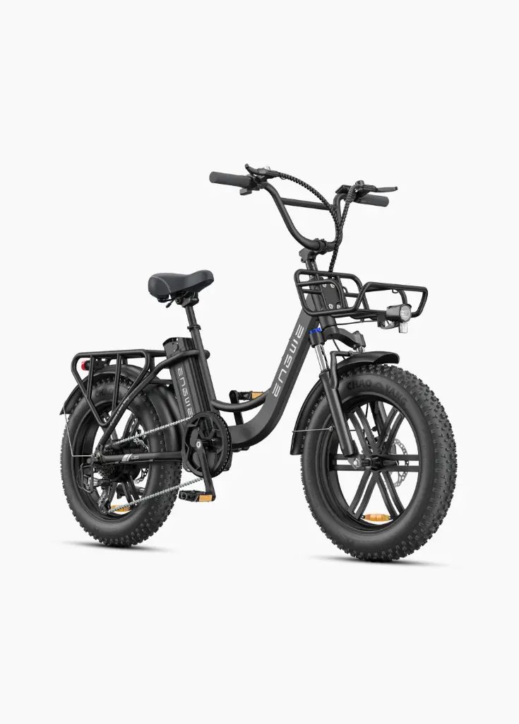 ENGWE L20 Boost – Bicicleta eléctrica plegable cuadro bajo 126 km con cesta color Negro